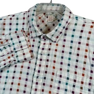 Carbon 2 Cobalt Mens XL Long Sleeve Button Down Shirt White Plaid Colorful